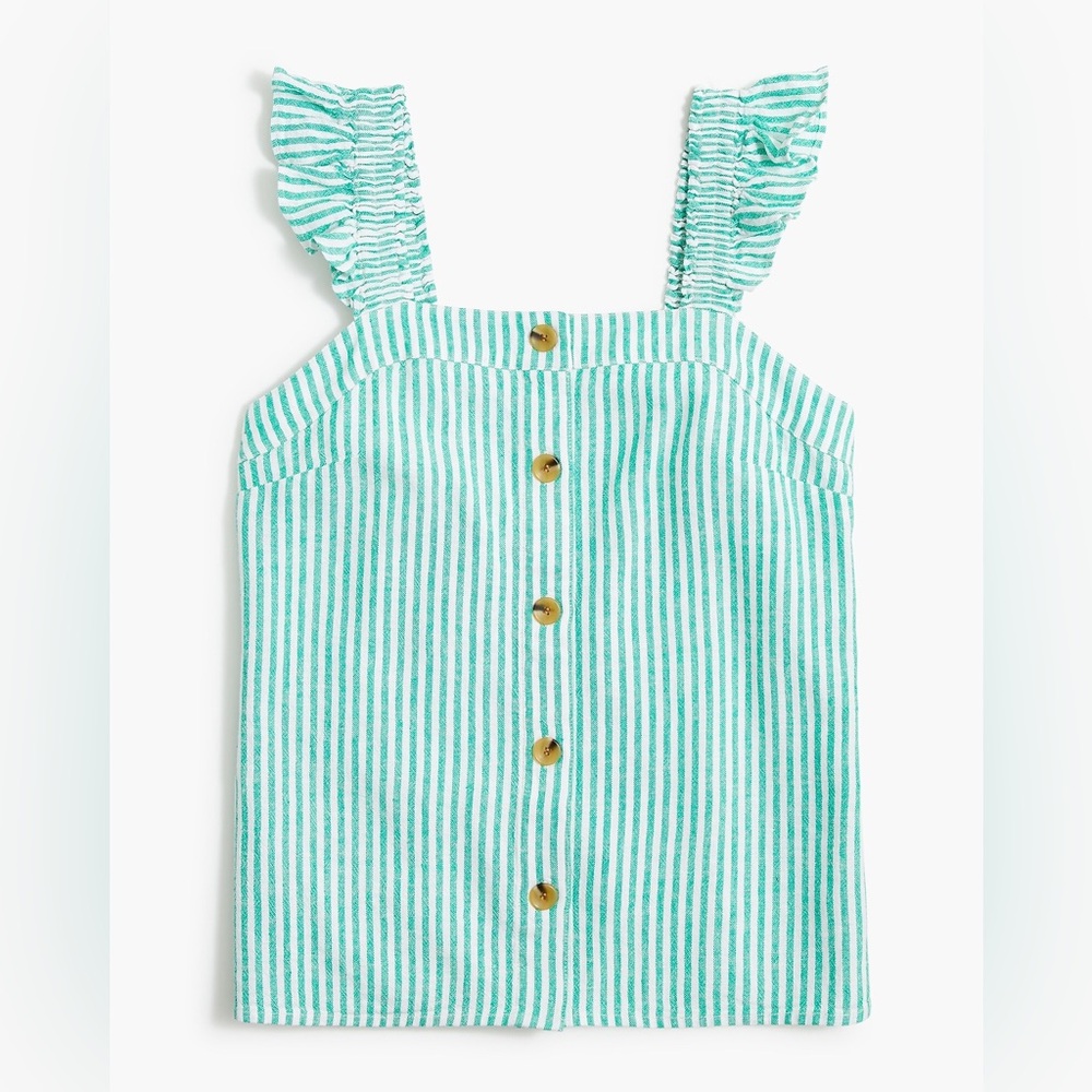 women’s Mint Green Striped Button-Front Tank Top